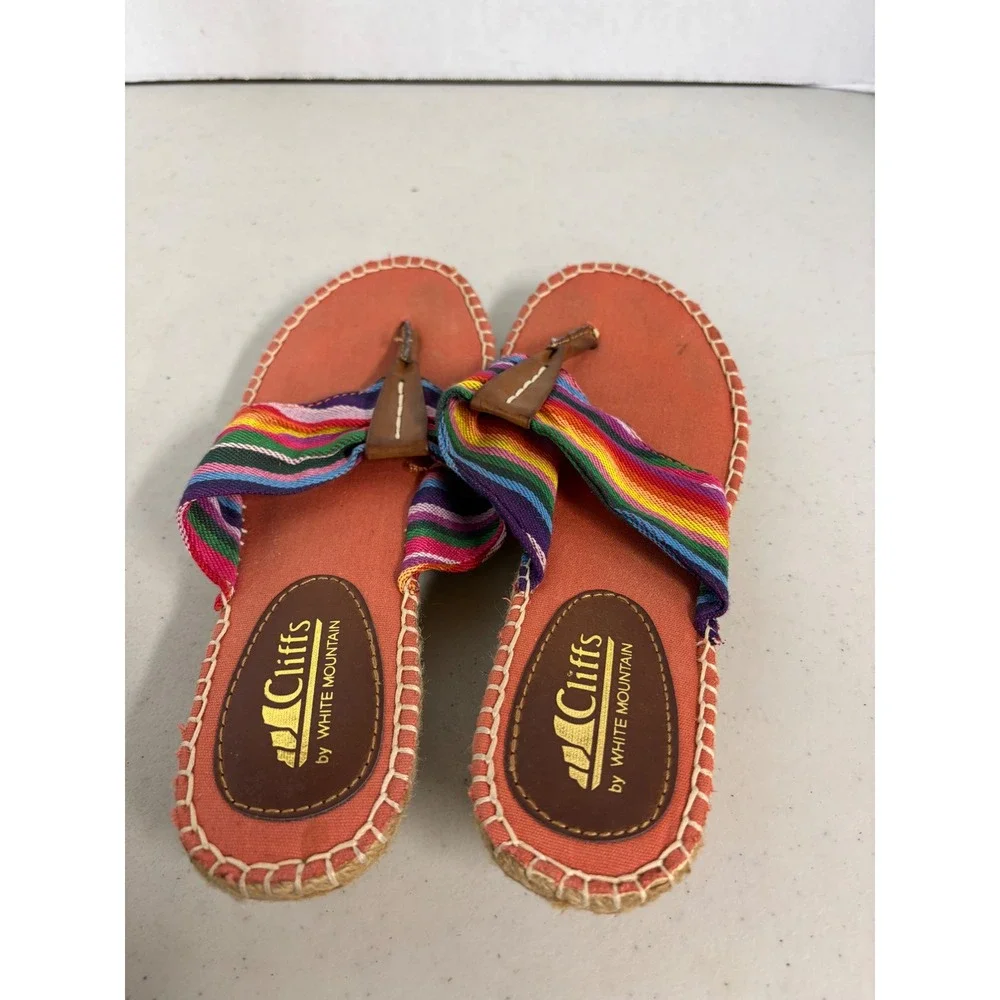 Cliffs by White Mountain Womens 8M Multi Color Striped Espadrille‎ Wedge Sandals